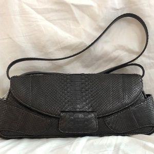 EILEEN KRAMER Brown Python Shoulder Bag